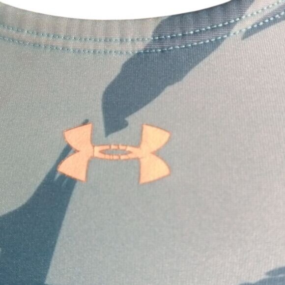 Under Armour Size M 34 36 Womens Sports Bra Blue Camo Print Racerback Stretch - Picture 2 of 8